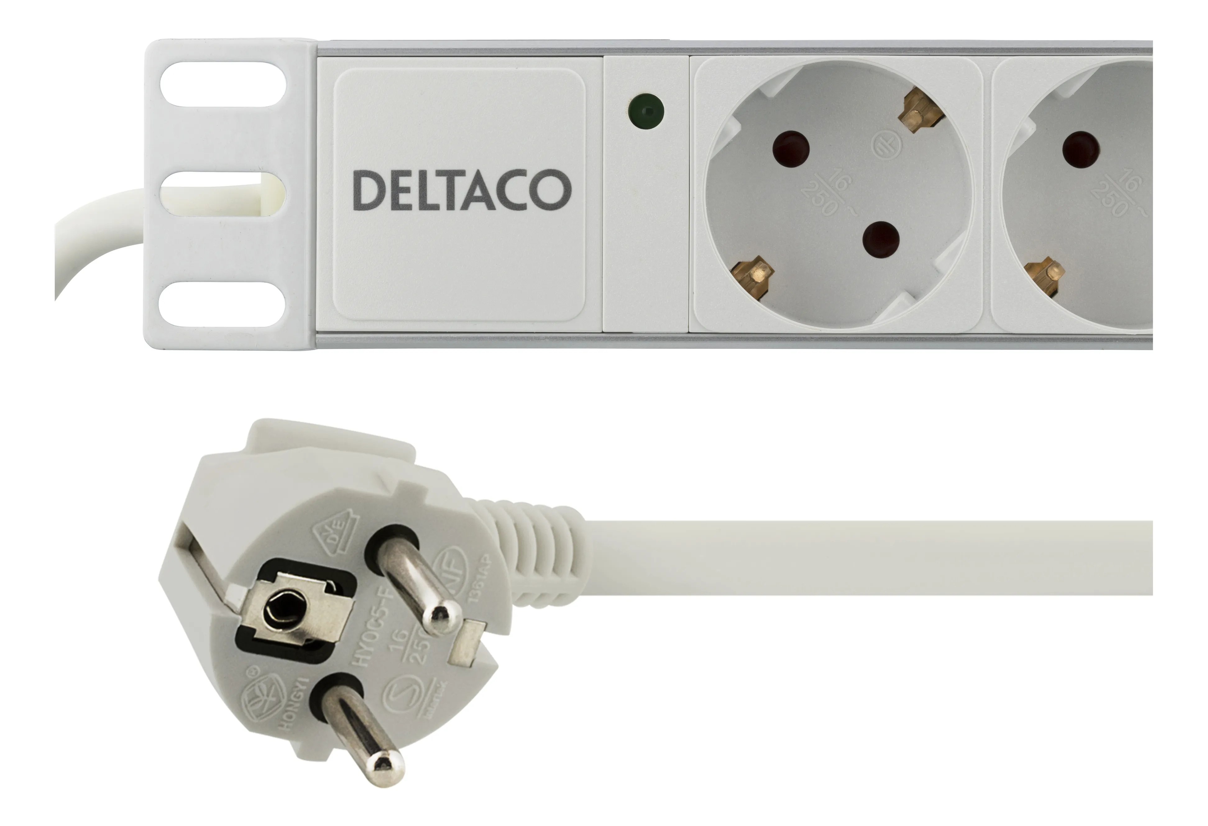 Deltaco GT-8629W 8 outlets Power Strip, 3m, White