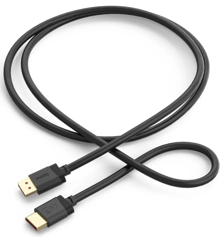 HAMA HA-00202010 DisplayPort 2.1 kabel, med 8K, 540 Hz, HDR, 2 m, svart