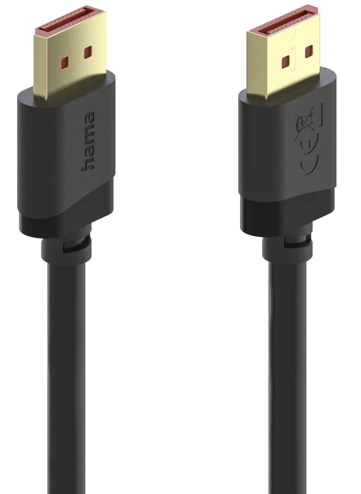 HAMA HA-00202010 DisplayPort 2.1 kabel, med 8K, 540 Hz, HDR, 2 m, svart