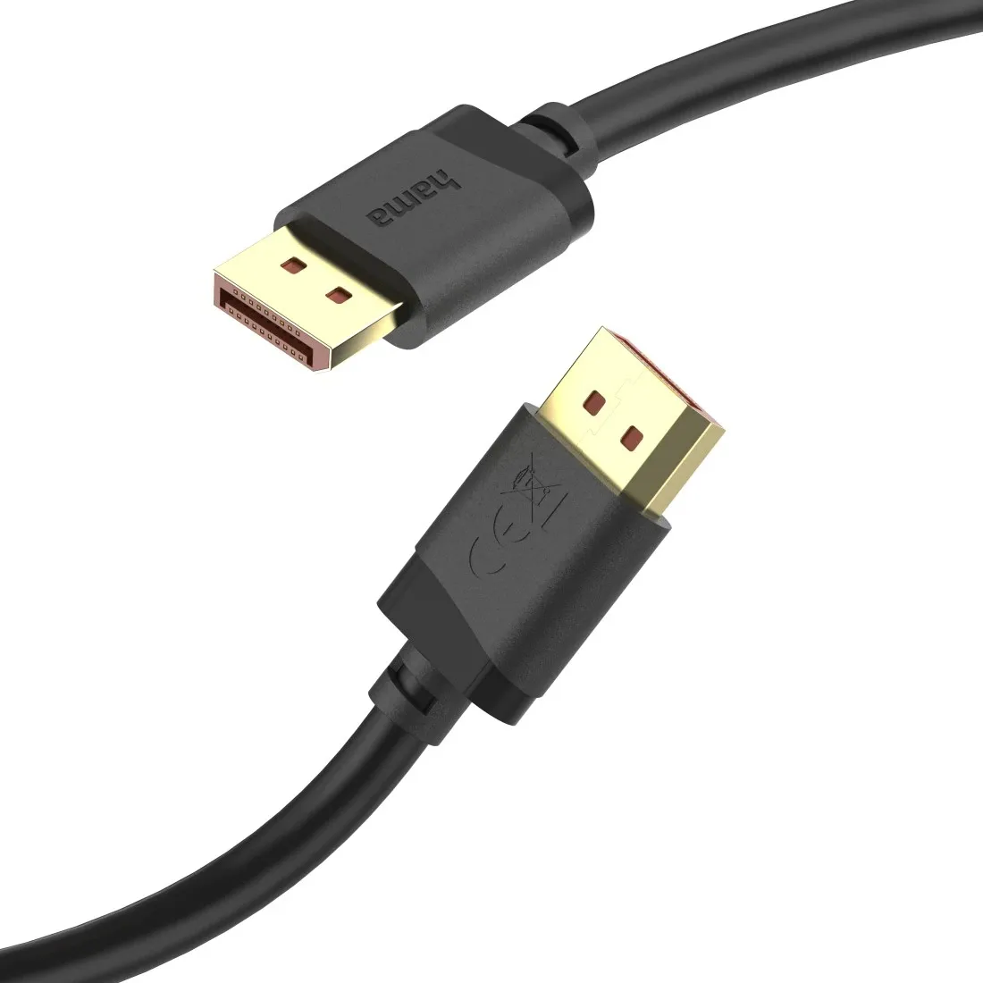 HAMA HA-00202010 DisplayPort 2.1 kabel, med 8K, 540 Hz, HDR, 2 m, svart