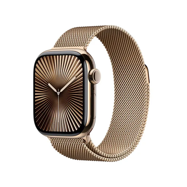 APPLE Watch Series 10 GPS + Cellular 42mm Gold Titanium Case with Gold Milanese Loop