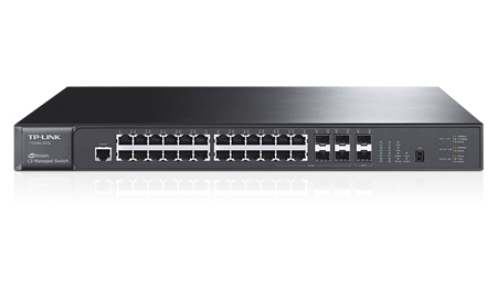 TP-LINK JetStream T3700G-28TQ - Kytkin - L3 - Hallinnoitu - 24 x 10/100/1000 + 4 x combo Gigabit SFP + 2 x 10 Gigabit SFP+ - ty&ouml;p&ouml;yt&auml;, r&auml;kkiin asennettava