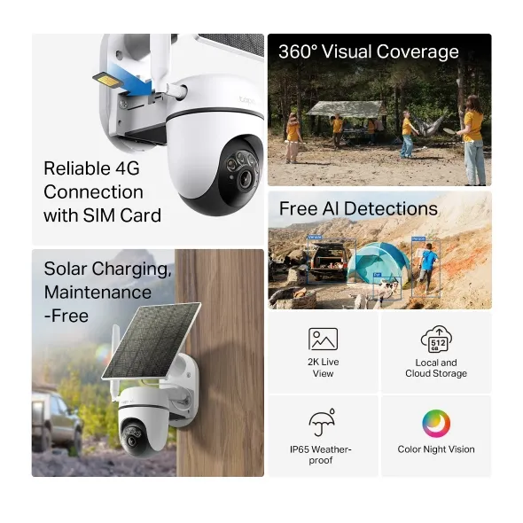 TP-LINK Solar-Powered Pan/Tilt 4G LTE Security Camera Kit