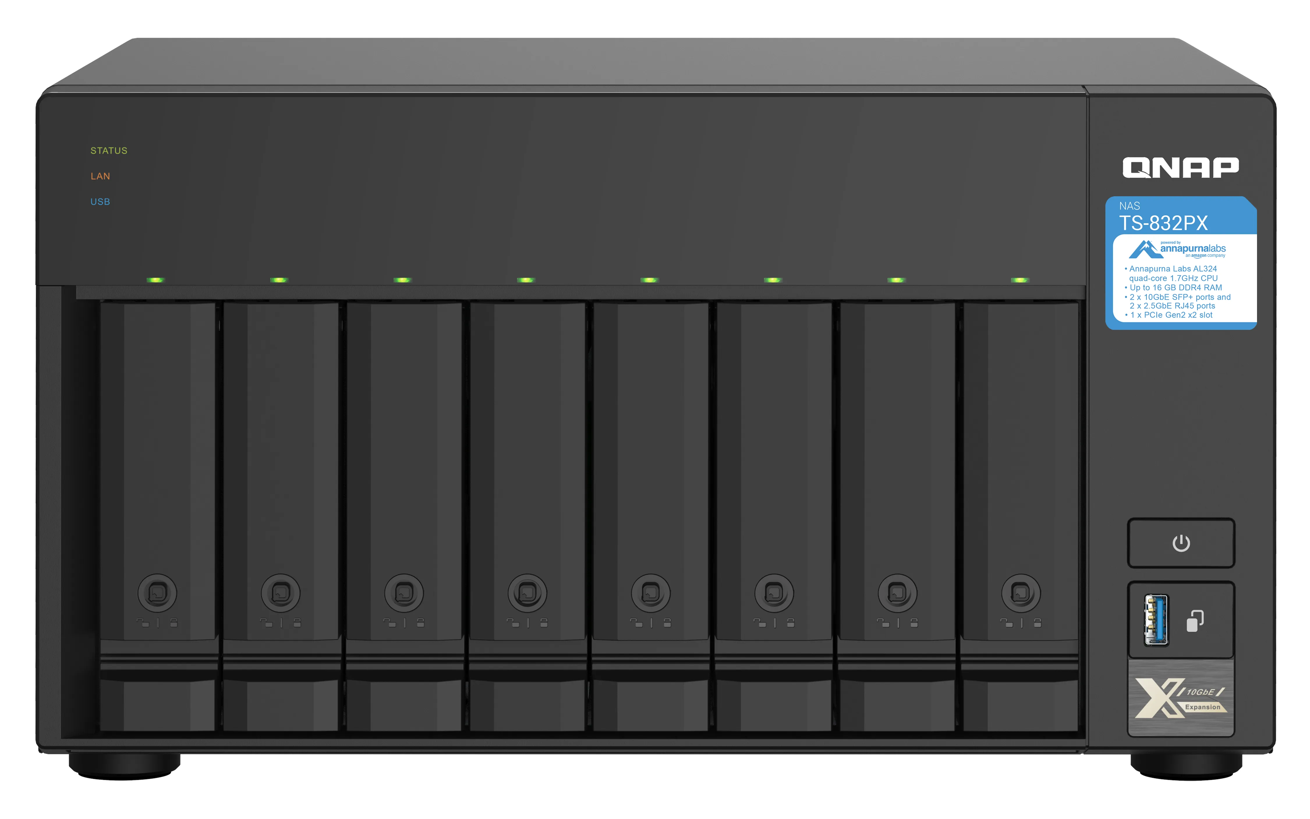 Qnap TS-832PX-4G, 8x hårdiskplatser - NAS-server