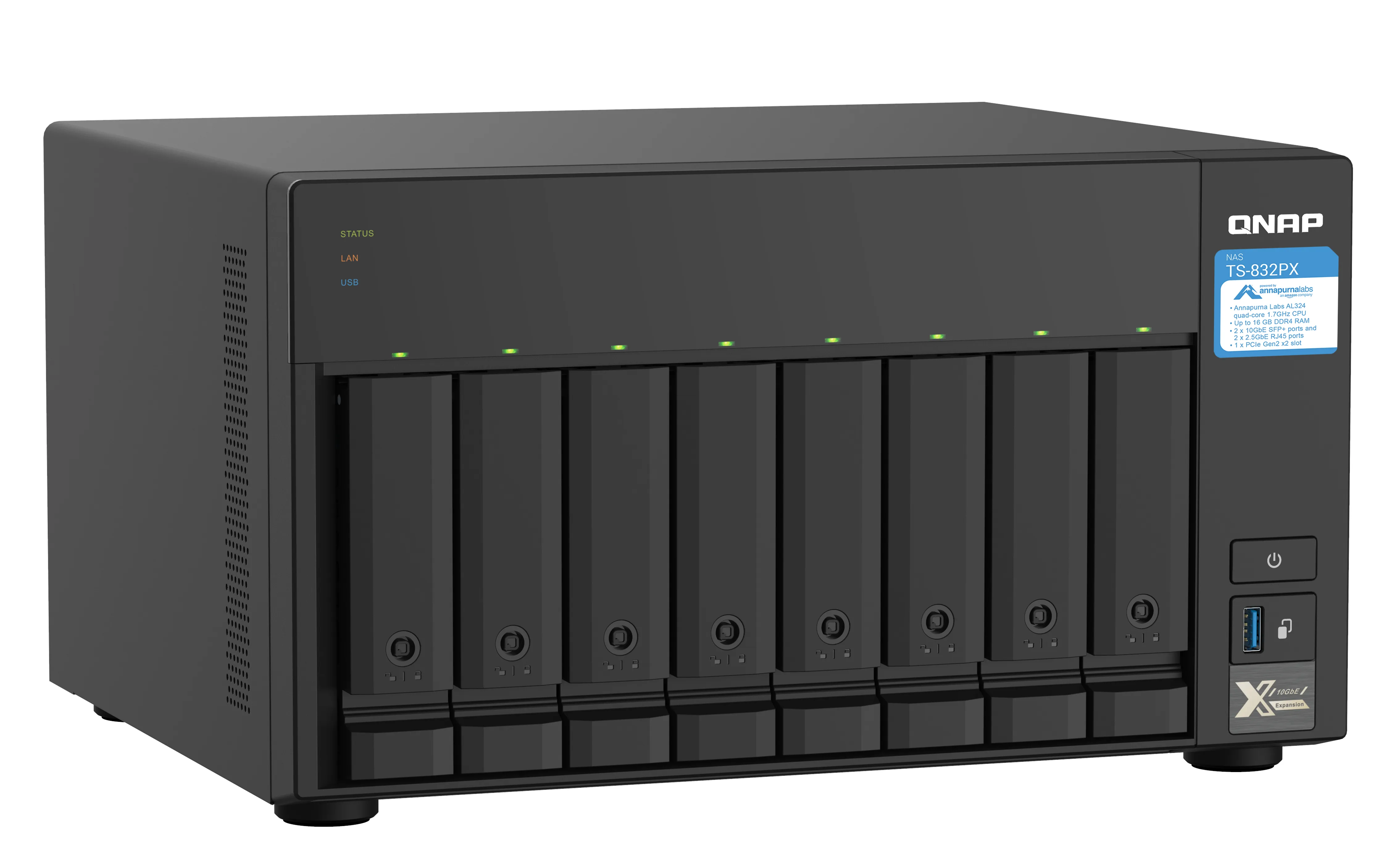 Qnap TS-832PX-4G, 8x hårdiskplatser - NAS-server