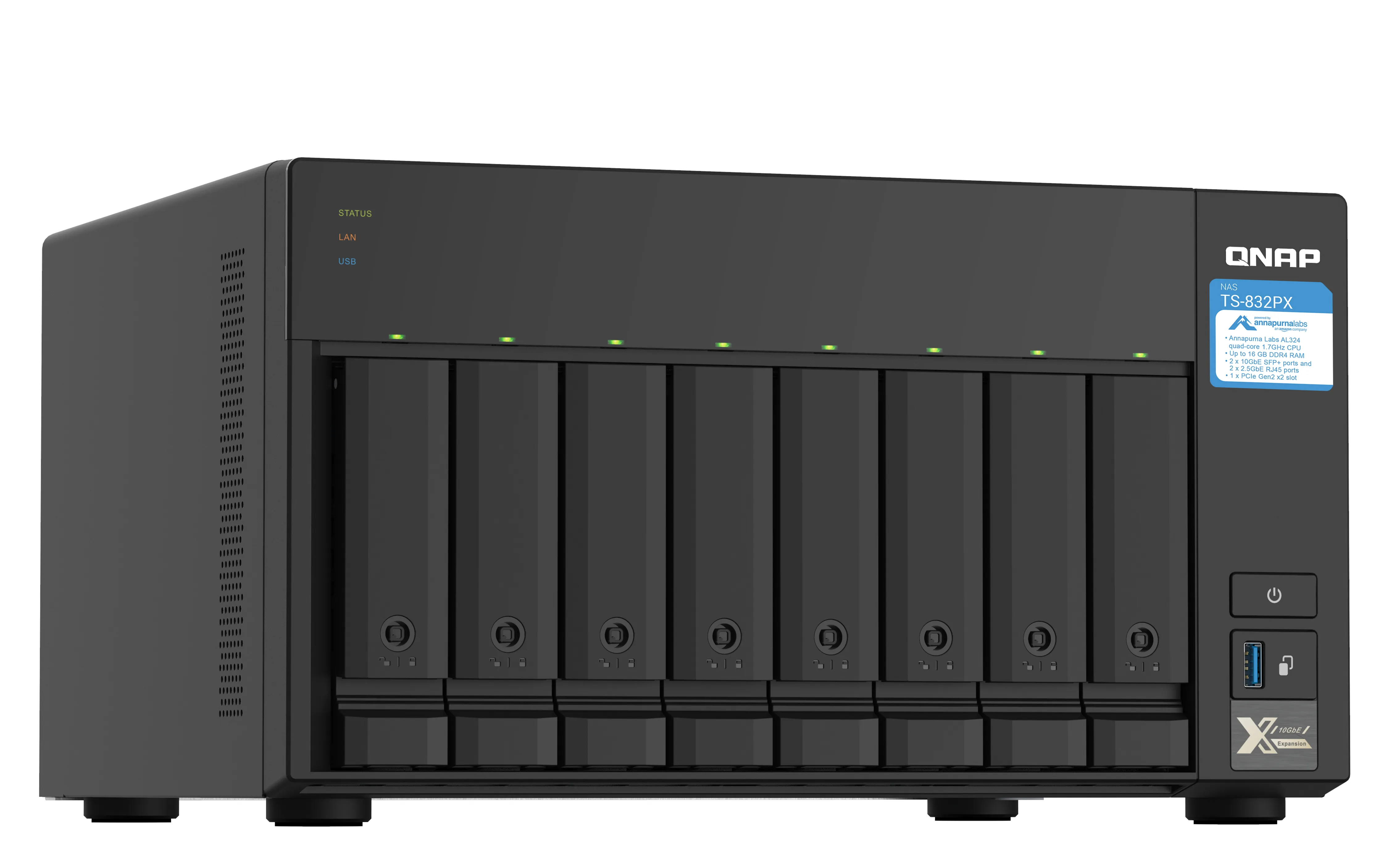 Qnap TS-832PX-4G, 8x h&aring;rdiskplatser - NAS-server