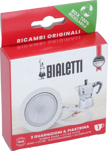 Bialetti tiiviste- ja suodatinsarja 1 kupin mutteripannulle, 51 mm (4 kappaletta)