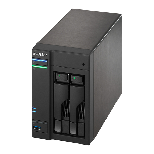ASUSTOR AS6302T 2-Bay NAS Celeron Dual-Core 2GB SO-DIMM DDR3L GbE x 2 USB 3.0 TypeAx3&amp;USB 3.0 Type C x1 WoW Sleep Mode AES-NI