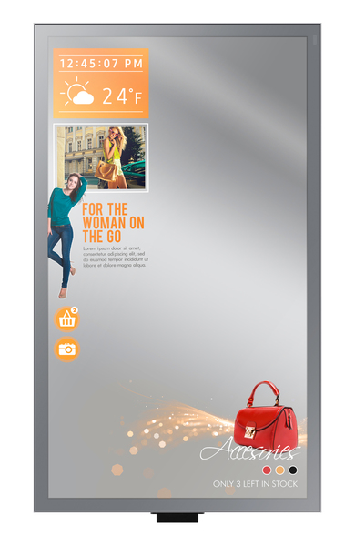 SAMSUNG ML32E 32inch Wide Mirror Display 300nits Speakers DVI HDMI DP 1.2 in/out RS232 RJ45 SSSP Gen.3 (8GB) WiFi SBB PC support