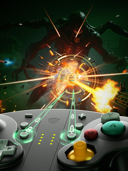 NYXI Wizard 2 - Nintendo Switch GameCube Style Joy-Pad - tr&aring;dl&ouml;s spelkontroll, svart