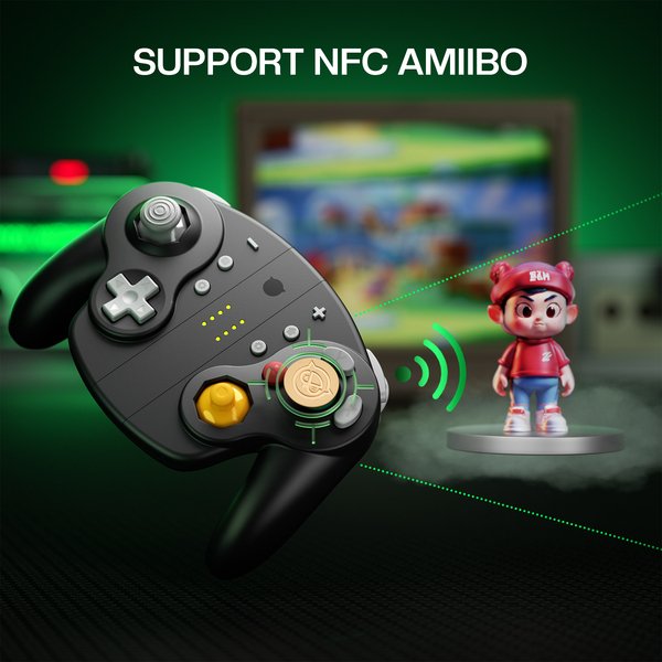 NYXI Wizard 2 - Nintendo Switch GameCube Style Joy-Pad - tr&aring;dl&ouml;s spelkontroll, svart