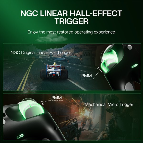 NYXI Wizard 2 - Nintendo Switch GameCube Style Joy-Pad - tr&aring;dl&ouml;s spelkontroll, svart