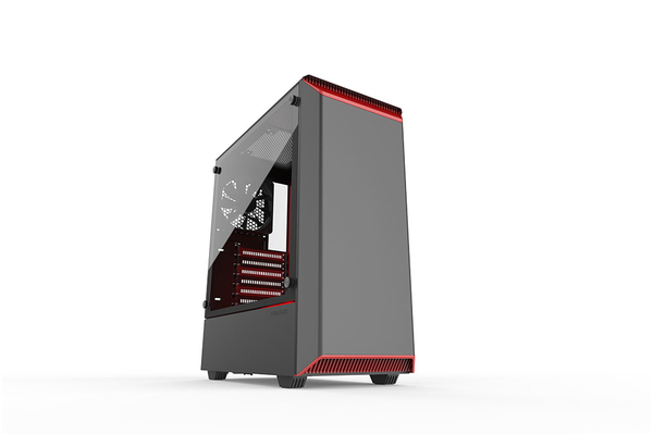 Phanteks Eclipse P300 Mid Tower Case. Tempered Glass. Black/Red