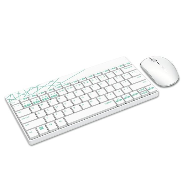 Rapoo 8000M Compact MultiMode Keyboard + Mouse Set White/Green