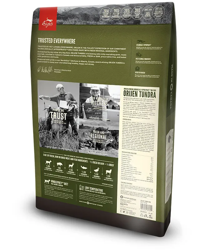 Orijen Tundra, Dry food for dogs, Puppy, Adult, Senior, Grain Free, 2kg