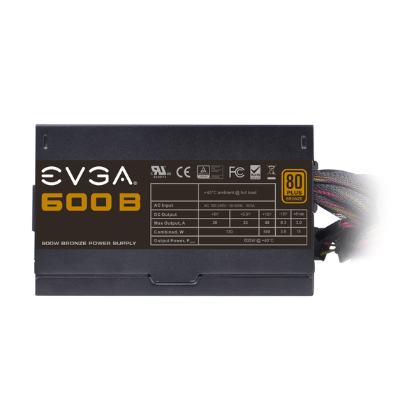 EVGA B1 600W -virtal&auml;hde, 80 Plus Bronze