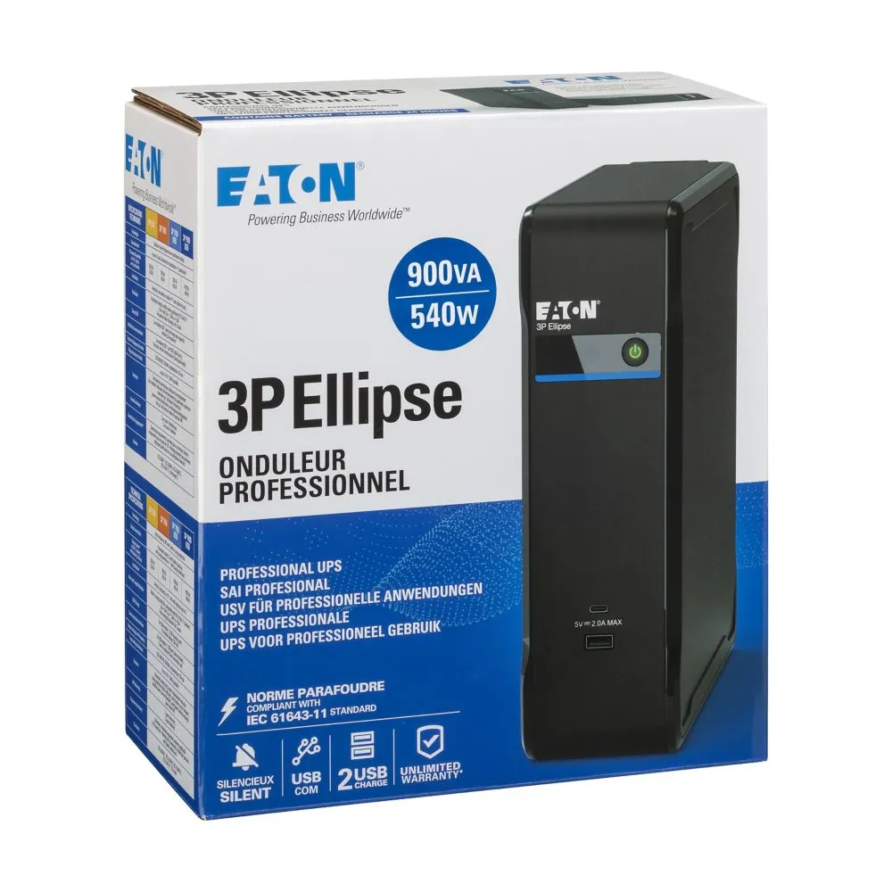 Eaton 3P Ellipse 900 USB DIN 900VA/540W - surge protection