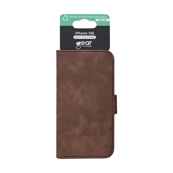 GEAR Wallet MagSeries, iPhone 16e - pl&aring;nboksfodral, Brun