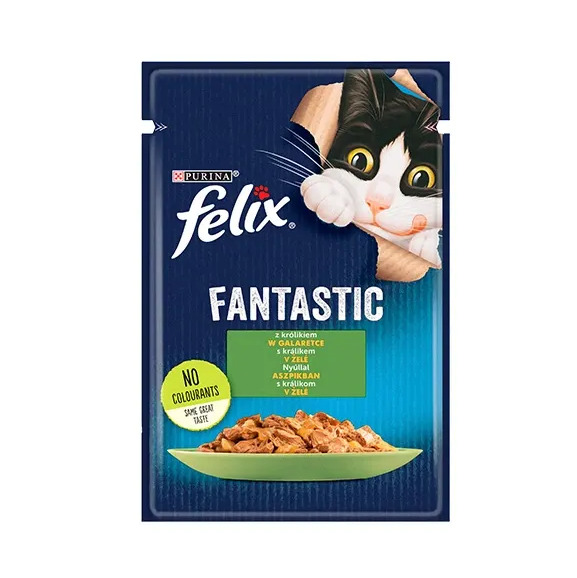 Purina Felix Fantastic Rabbit in Jelly, Wet food for cats, Senior, 85g