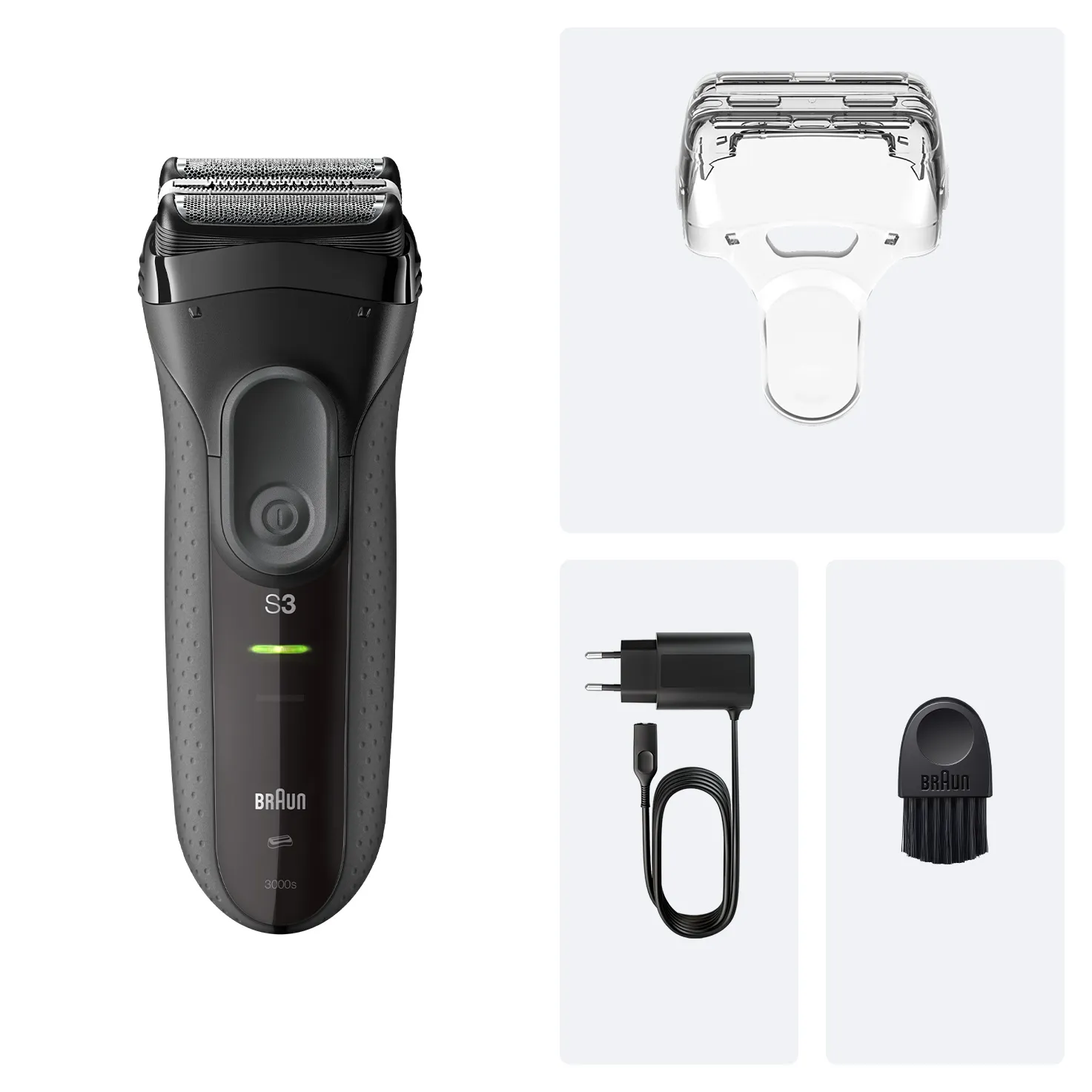 Braun Series 3 ProSkin 3000s, Rechargeable Electric Shaver, Grey