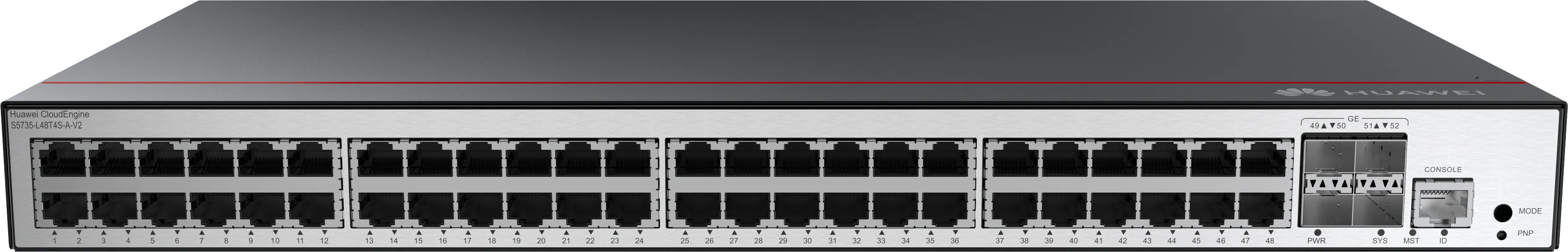 Huawei S5735-L48T4S-A-V2 - Managed Layer 3 Switch, Black, Silver