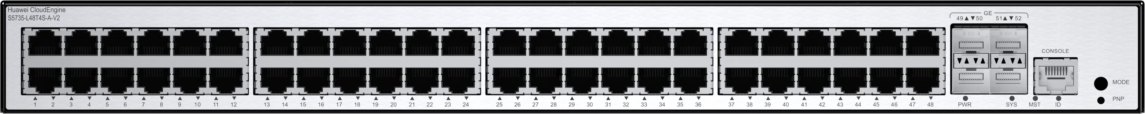 Huawei S5735-L48T4S-A-V2 - Managed Layer 3 Switch, Black, Silver
