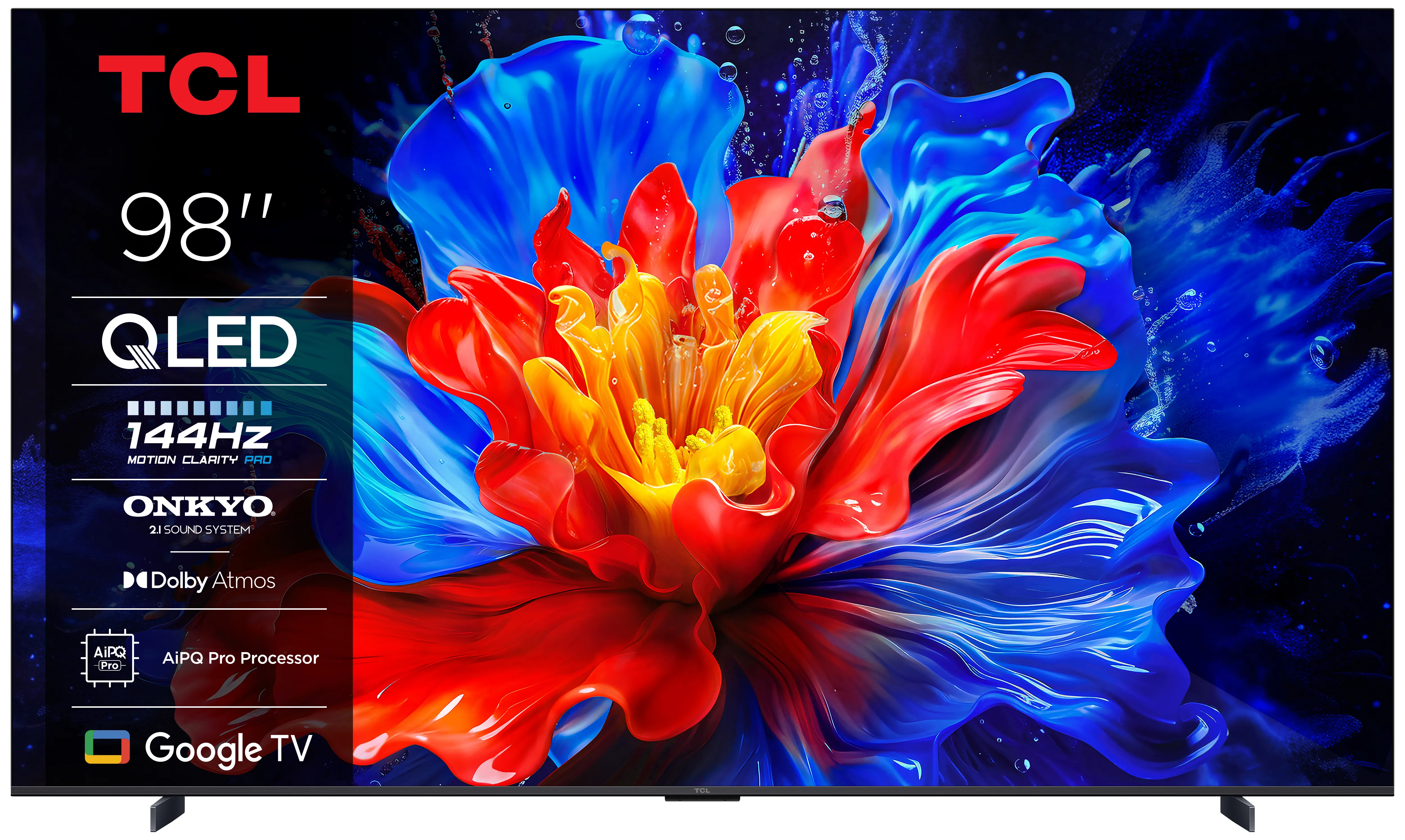 TCL 98P8K 98" 4K QLED Google TV, 144Hz, Dolby Vision, HDR10+, Metallic