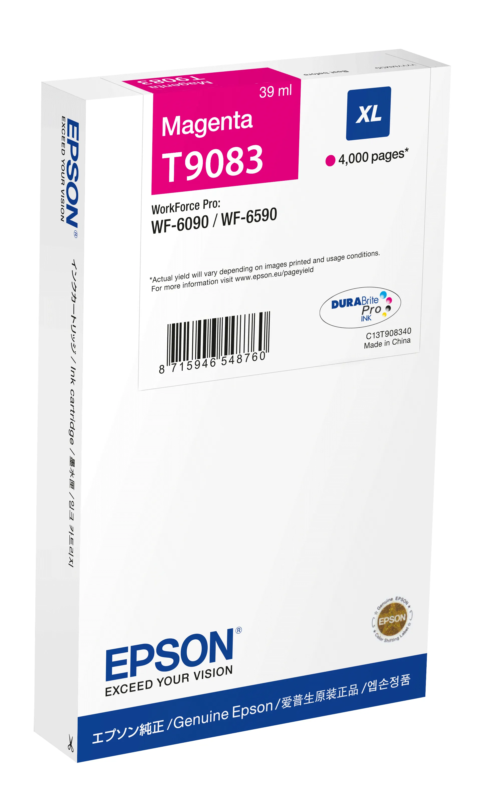 Epson WorkForce Pro T9083 XL -mustekasetti, 39 ml, magenta