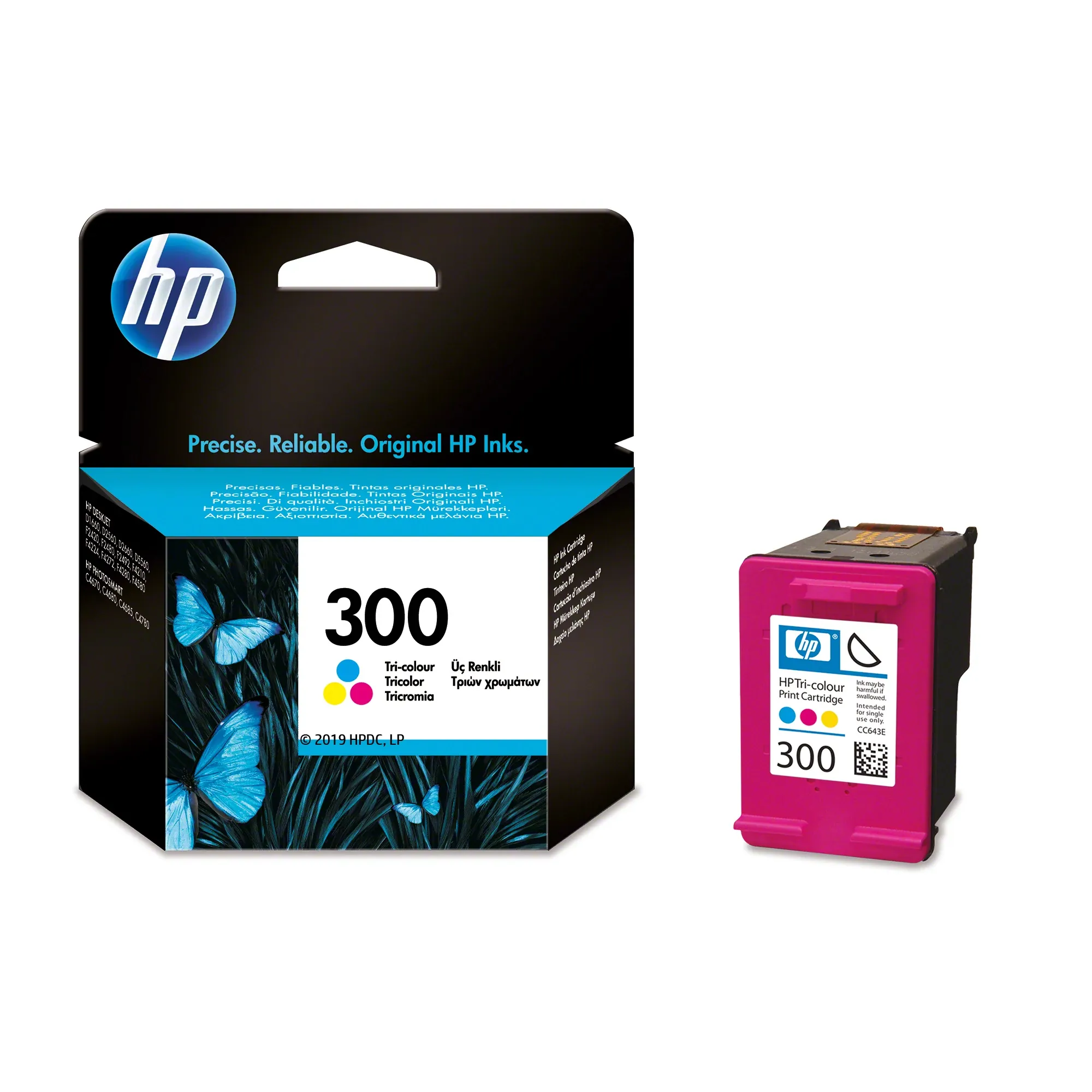 HP 300 -mustekasetti, 4 ml, cyan/magenta/keltainen