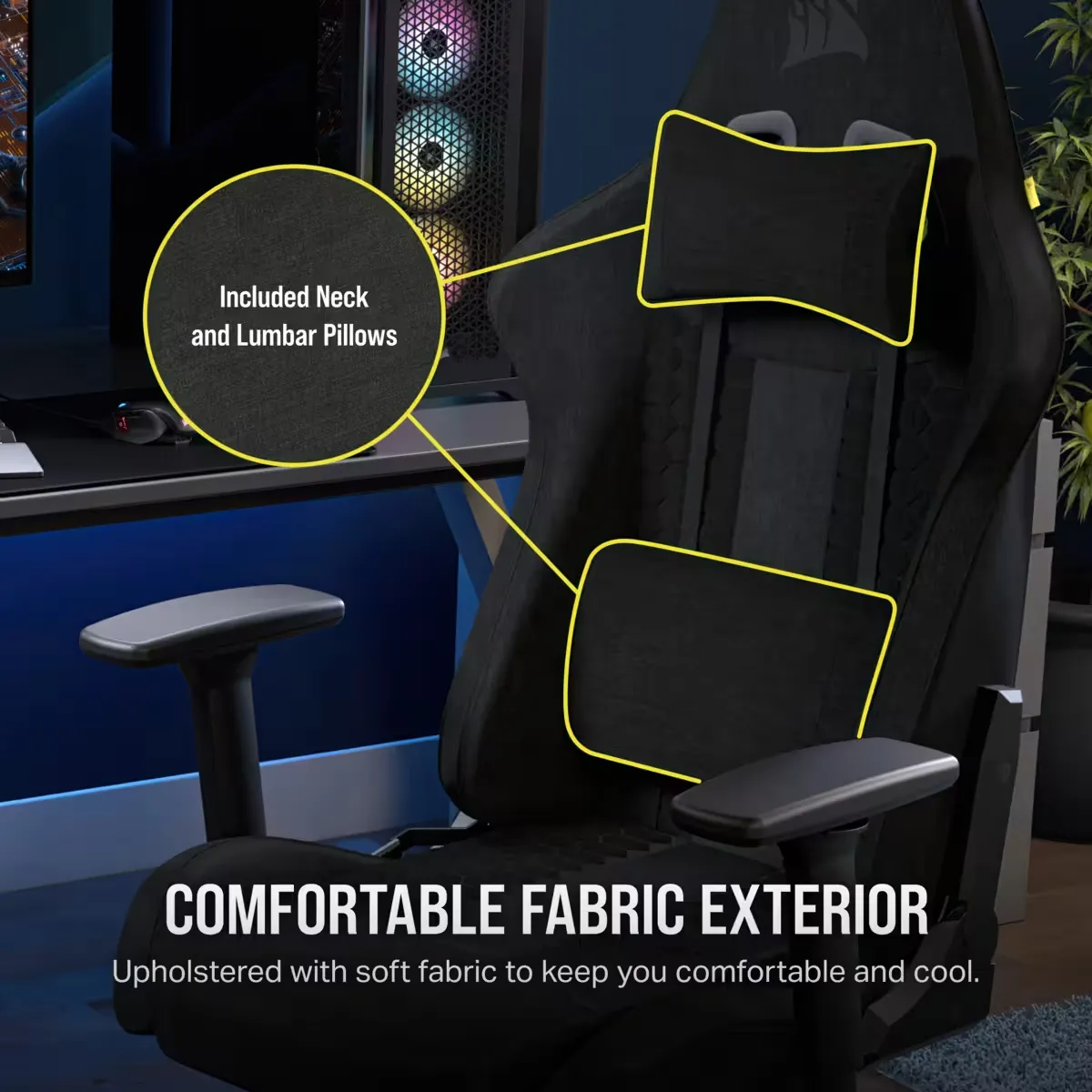 Corsair TC100 Relaxed Fabric - spelstol, svart