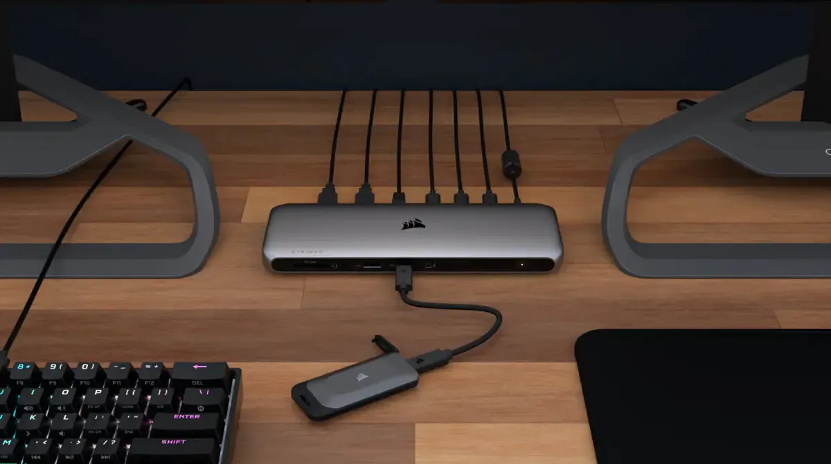 Corsair EX100U 4TB External SSD with USB 3.2 Gen 2x2 (USB-C), Portable, for console gaming, Gunmetal
