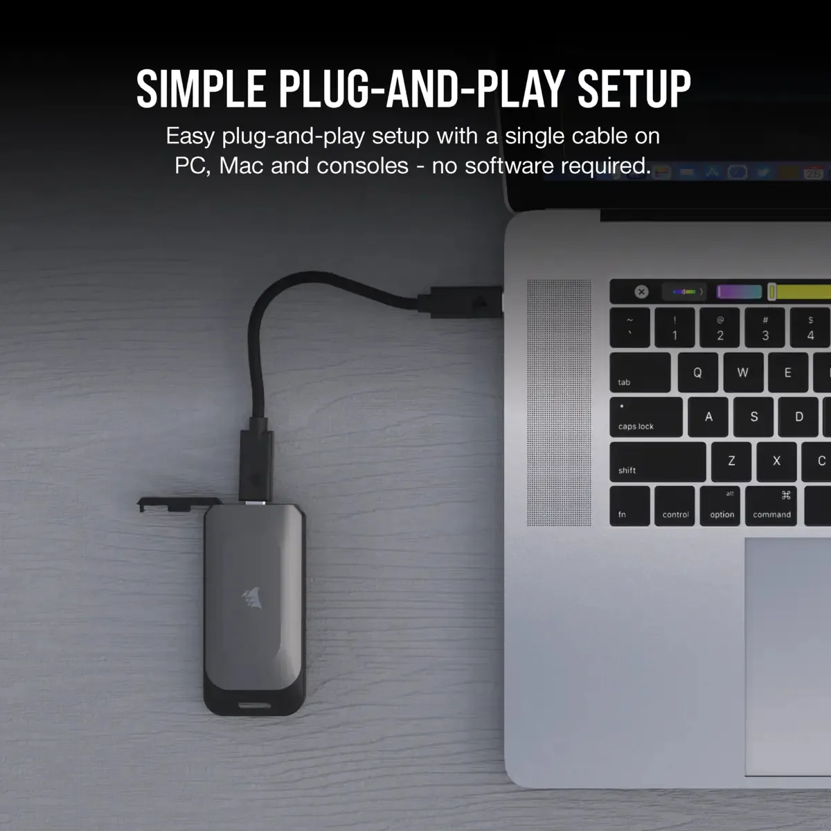 Corsair EX100U 4TB External SSD with USB 3.2 Gen 2x2 (USB-C), Portable, for console gaming, Gunmetal
