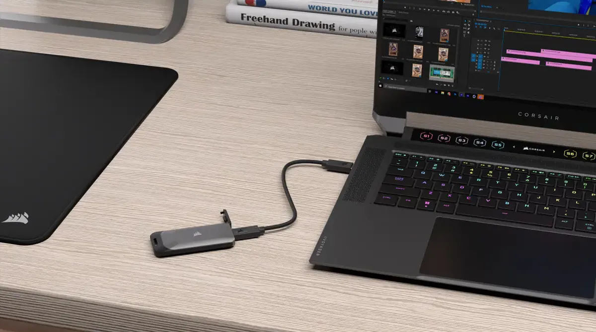 Corsair EX100U 4TB External SSD with USB 3.2 Gen 2x2 (USB-C), Portable, for console gaming, Gunmetal