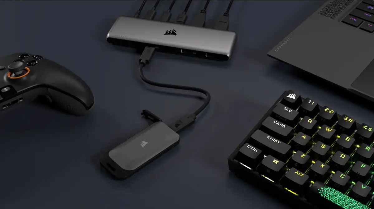 Corsair EX100U 4TB External SSD with USB 3.2 Gen 2x2 (USB-C), Portable, for console gaming, Gunmetal