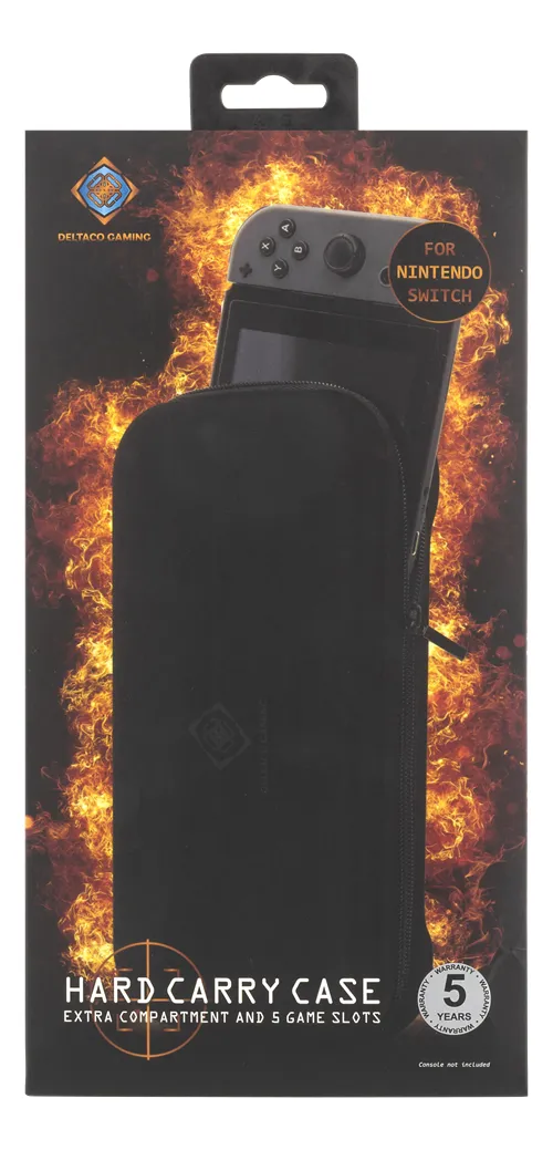 Deltaco GAM-033 GAMING Nintendo Switch hard carry case, tilaa 5 pelille, musta