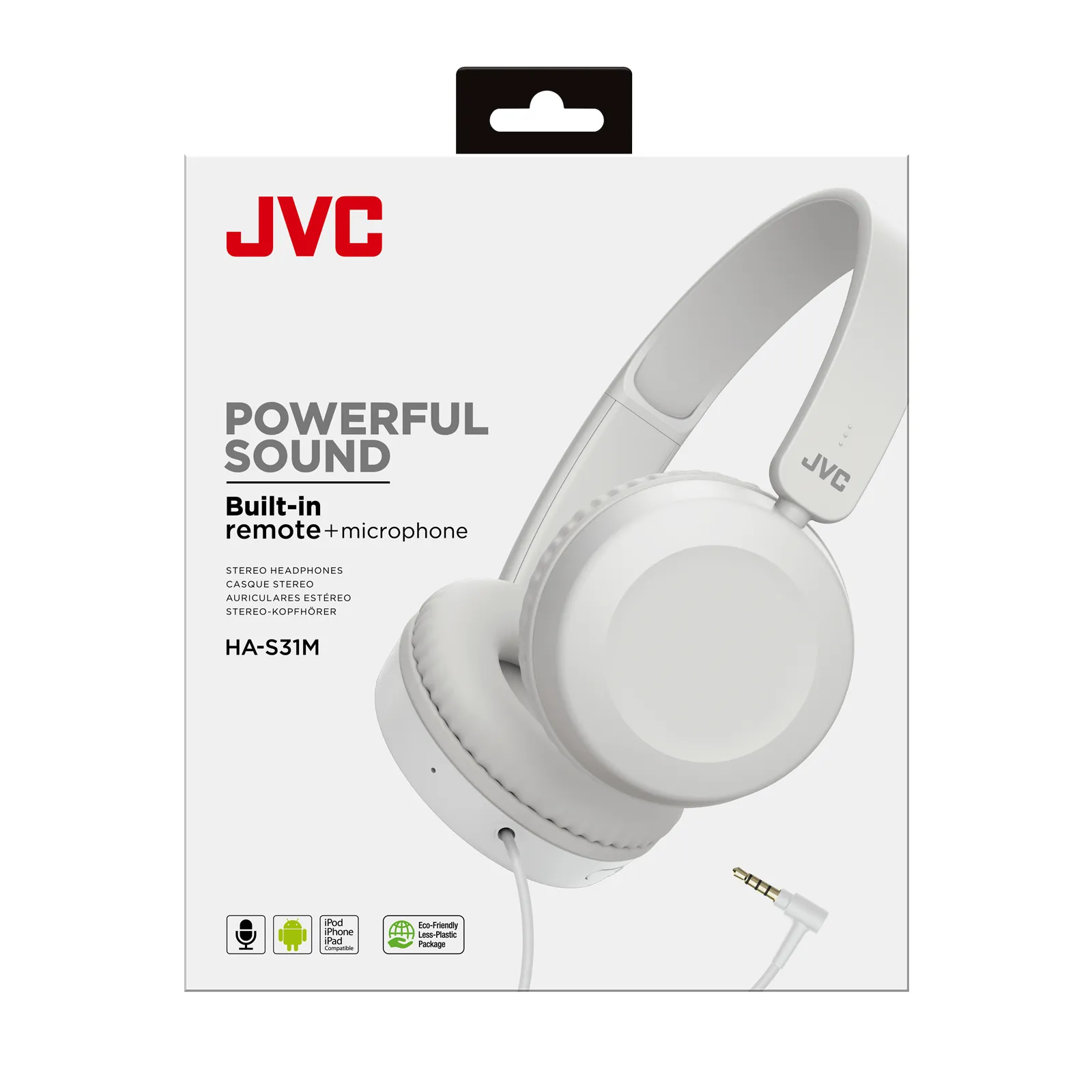 JVC HA-S31M-W-E On-ear Headphones, White