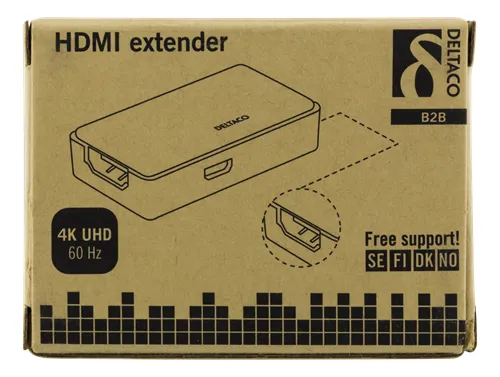 HDMI-jatkaja, Ultra HD30/60Hz, 25m, HDCP 2.2, musta