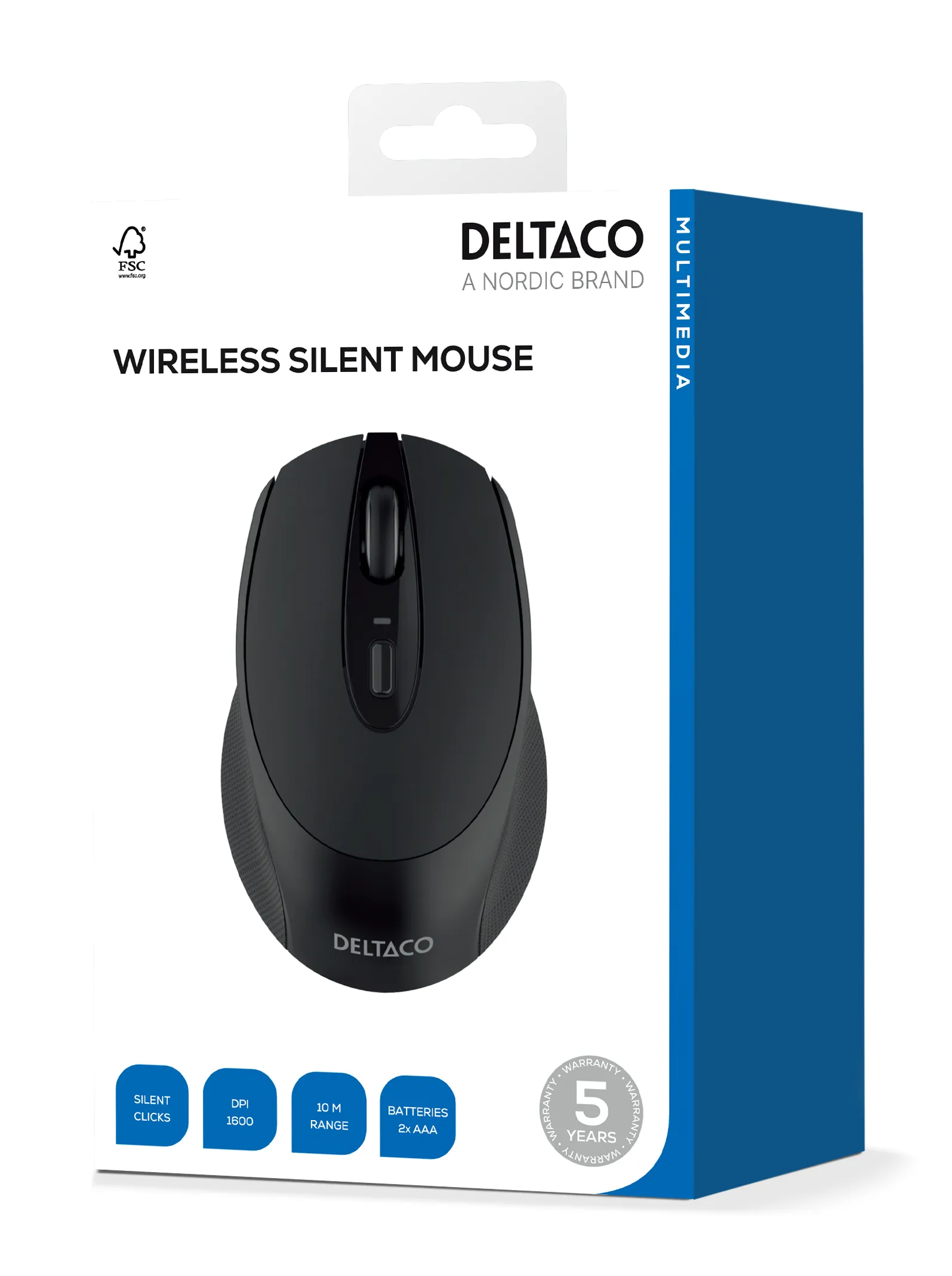 Deltaco MS-804 - wireless mouse, grey