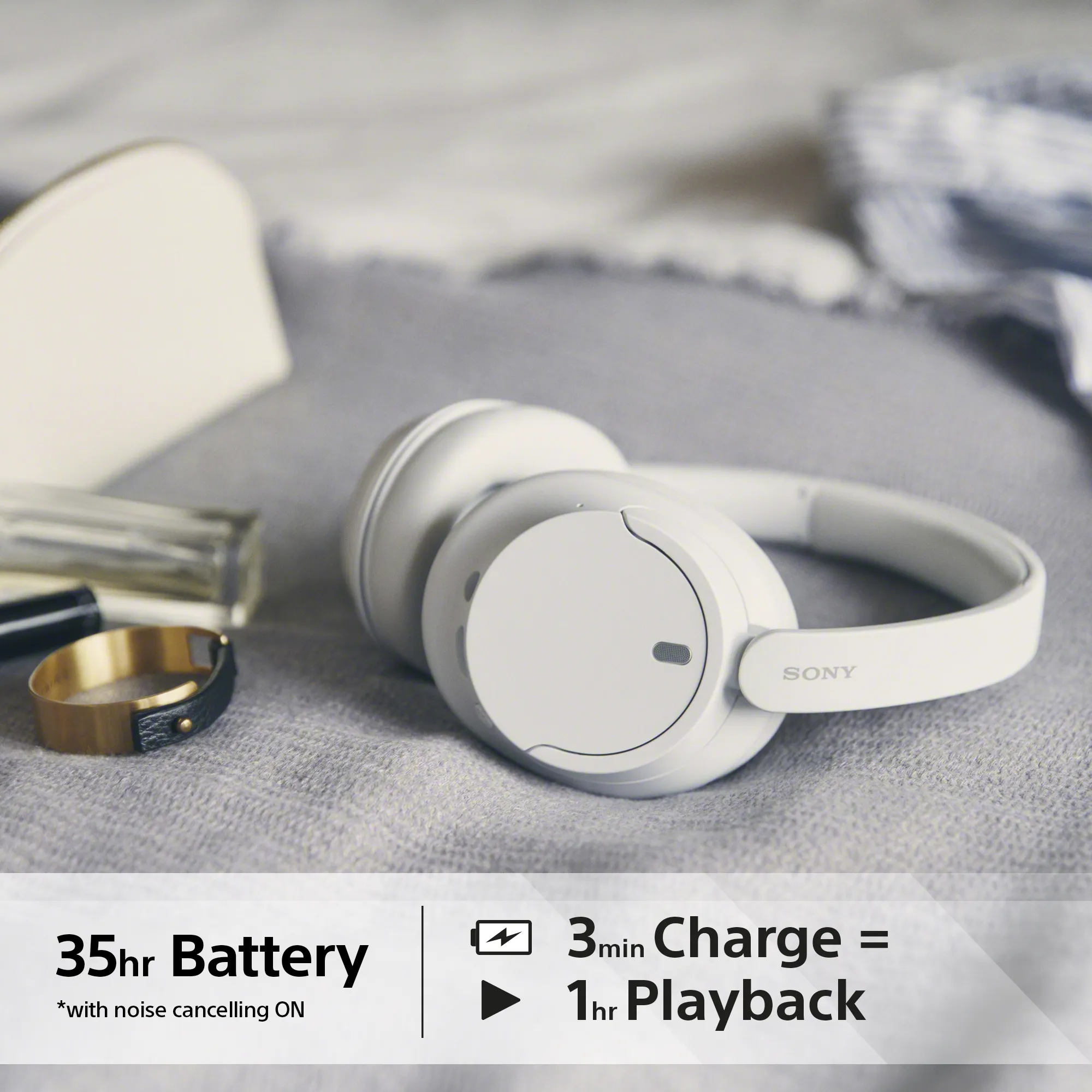 Sony WH-CH720N tr&aring;dl&ouml;sa over-ear h&ouml;rlurar, vit
