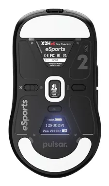 Pulsar X2H v3 eS Medium tr&aring;dl&ouml;s gamingmus, svart