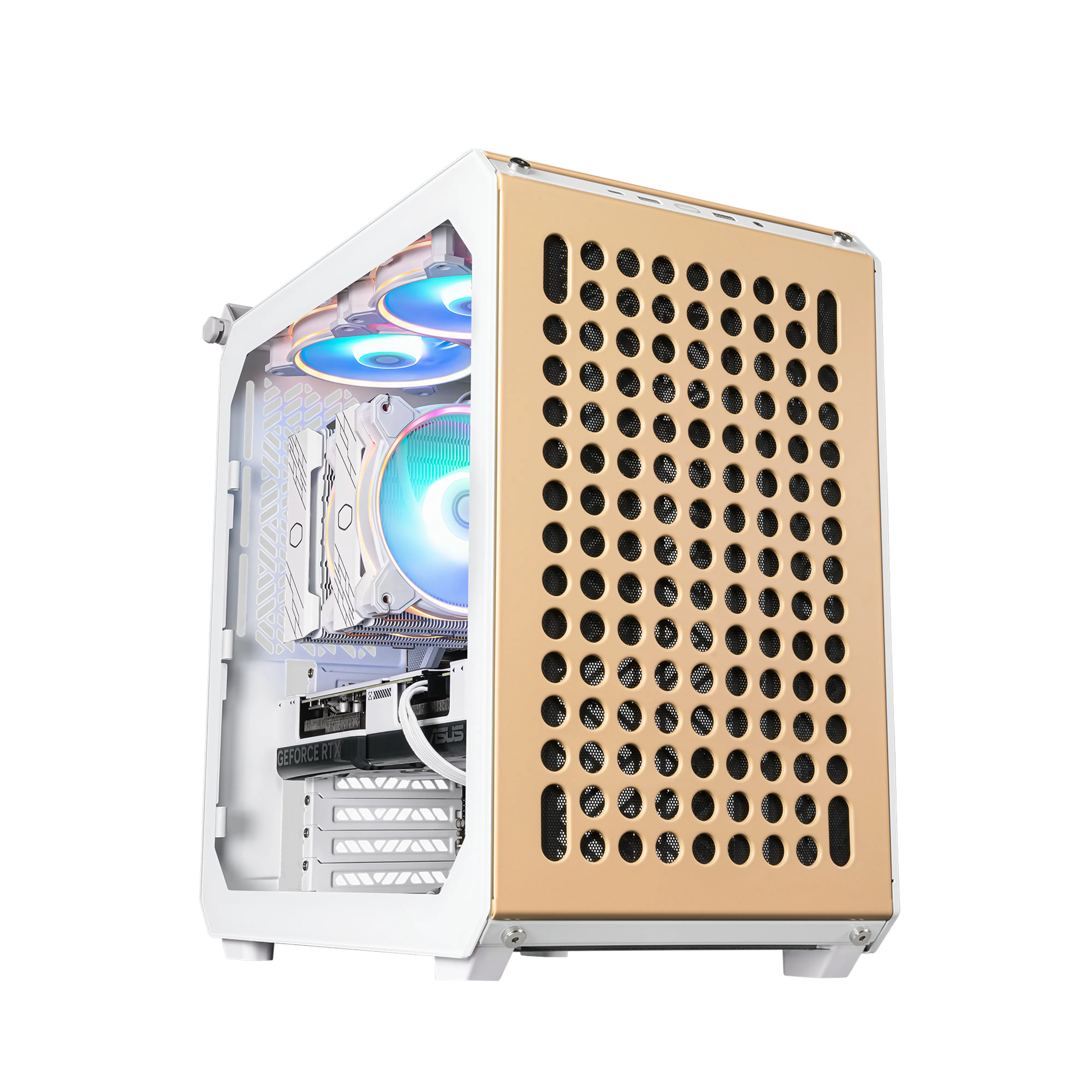 Cooler Master QUBE 500 Flatpack Macaron Edition - Mid Tower case, Cream, Mint colour, Pink
