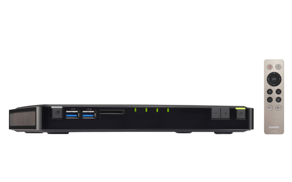 QNAP M.2SATA-NAS, 4xM.2SATA, 2160p, 5xGBLAN, 4GB RAM, svart/orange