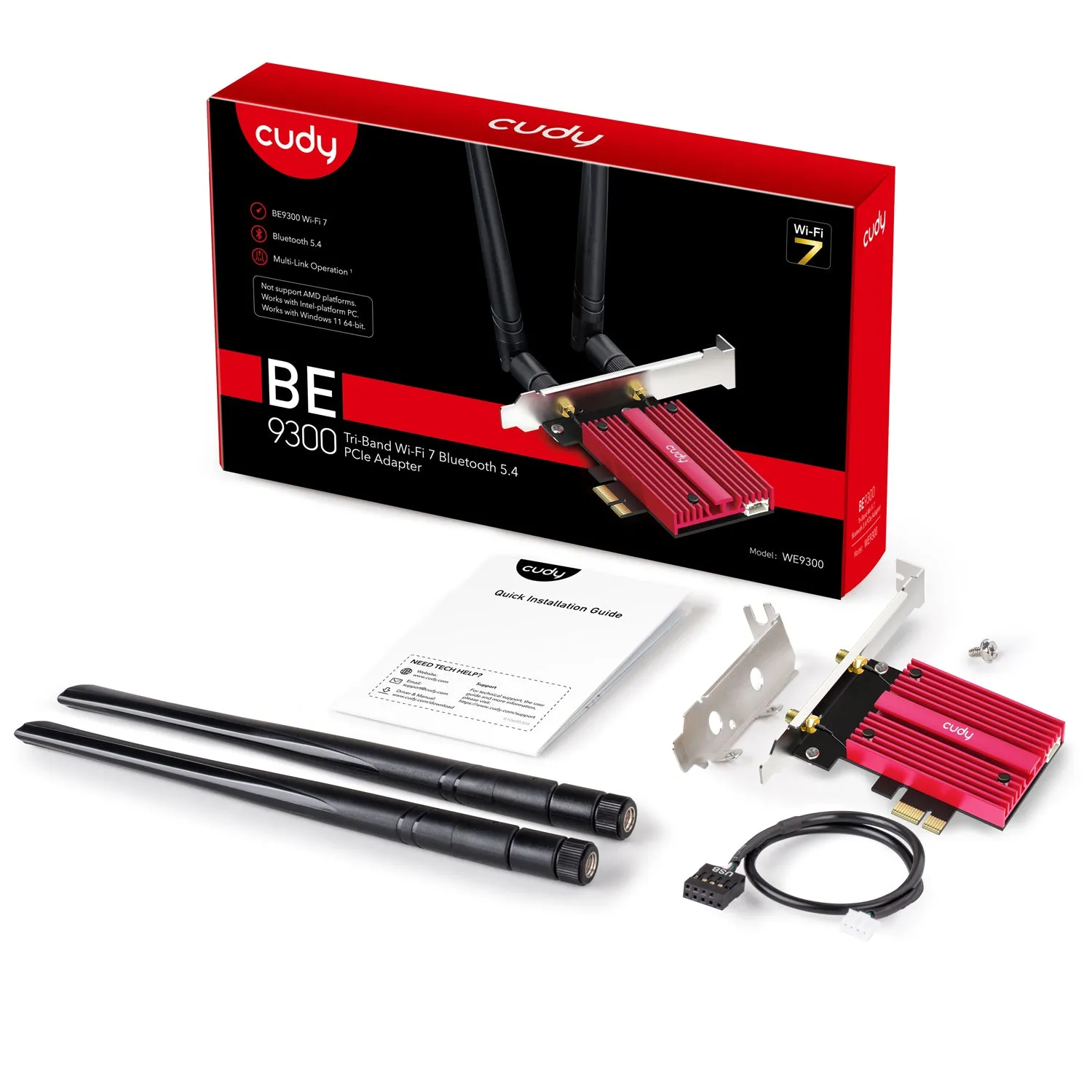 CUDY Adapter PCI-E BE9300 WF7 Tri-Band 1P