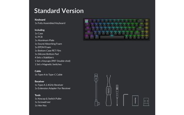 Keychron K6 HE 65% Wireless Mechanical Gaming Keyboard, Gateron Double-Rail Magnetic, Black