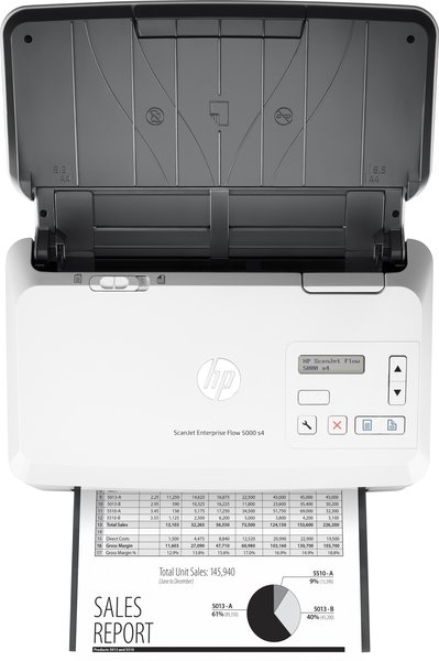 HP ScanJet Enterprise Flow 5000 s4 Sheet-feed Scanner - Asiakirjaskanneri - Dupleksi - 215.9 x 3098.8 mm - 600 dpi x 600 dpi - jopa 55 sivua/min (yksiv&auml;rinen) /