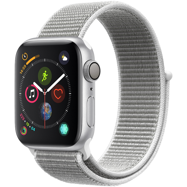 Apple&nbsp;Watch Series&nbsp;4, 40mm Silver Aluminum Case with Seashell Sport Loop