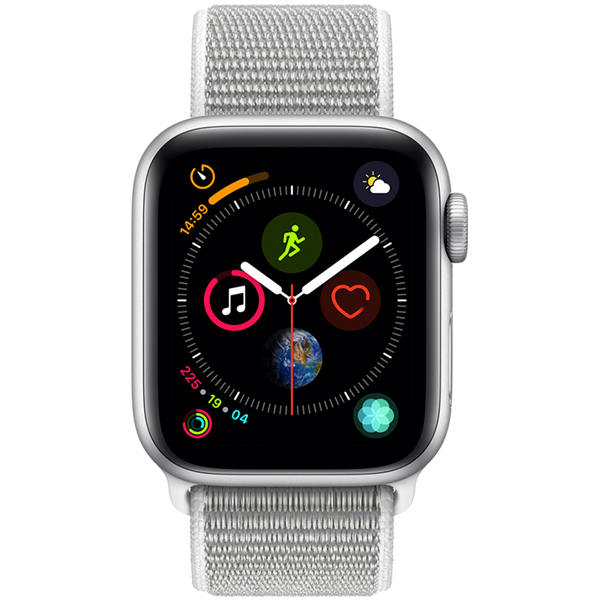 Apple&nbsp;Watch Series&nbsp;4, 40mm Silver Aluminum Case with Seashell Sport Loop