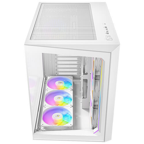 Antec C6 Curve -miditornikotelo ikkunalla ja RGB-valaistuksella, valkoinen