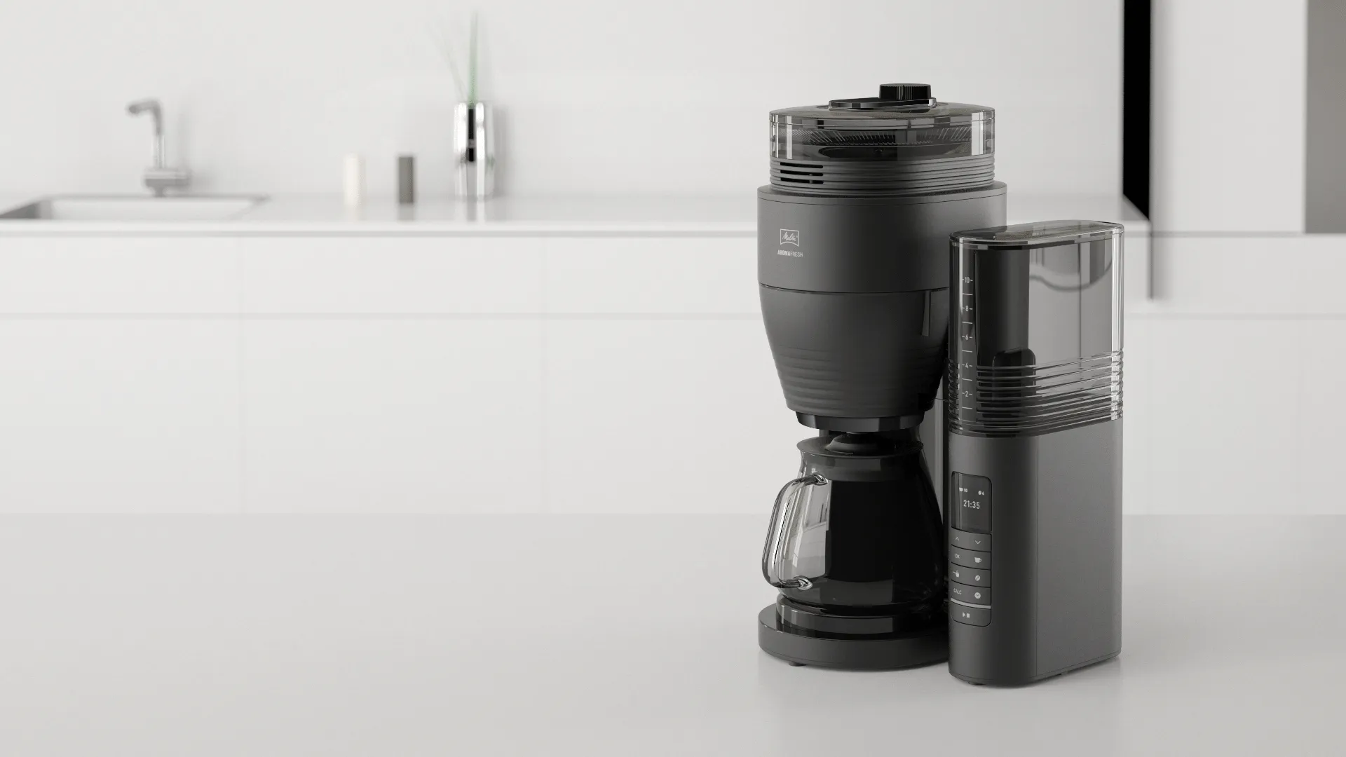 Melitta AromaFresh Pro 10 cups Coffee Maker with Grinder, Black