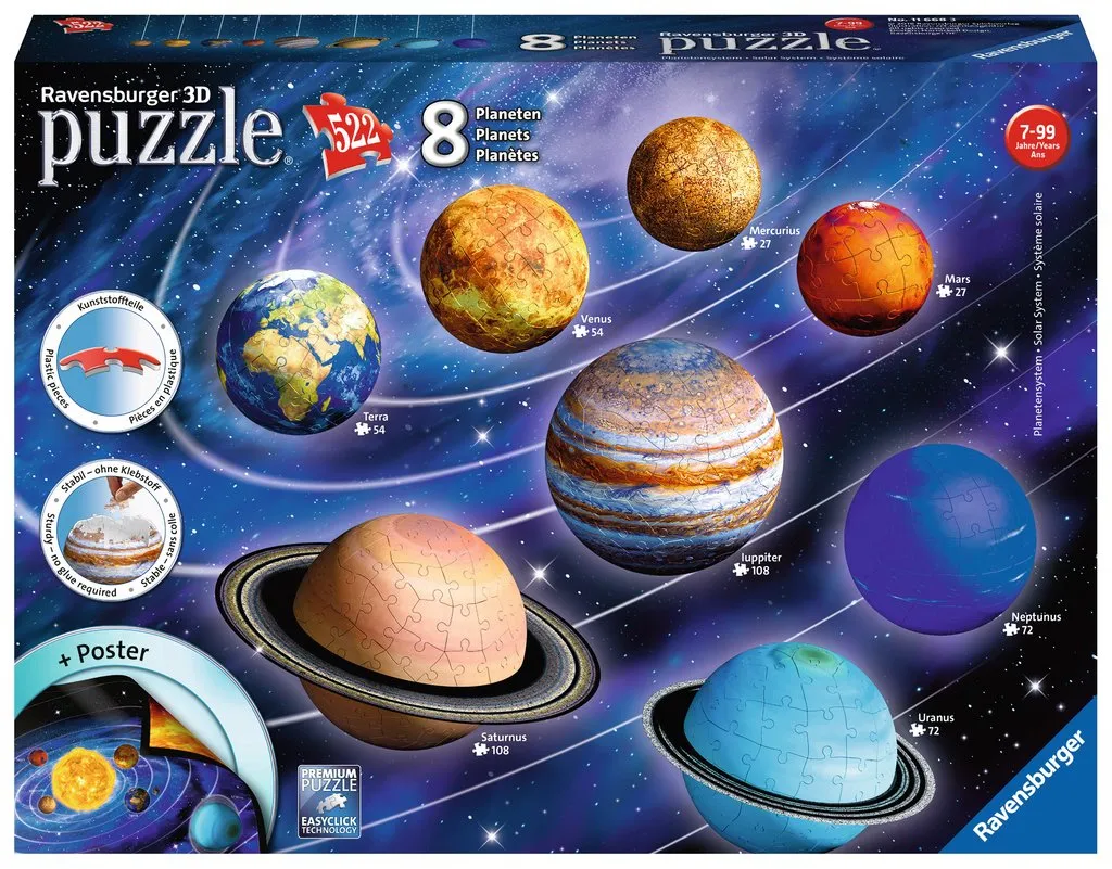 Ravensburger Planetary System - 3D puzzle, 8x3D puzzles